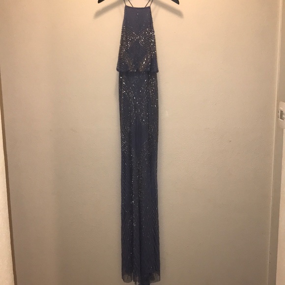 Periwinkle Adrianna Papell beaded gown - Picture 3 of 8